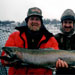 Brooke Gunsallus and Steve Sopko of PA with a 34inch 17 lb Steelhead caught in The 1st week of February. These guys have been fishing  with Captain John and Niagara River Guides in February every year for 20 years.